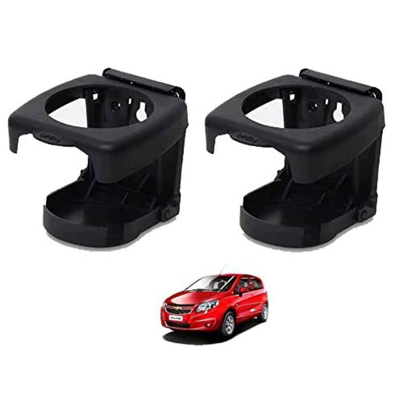 Kozdiko Plastic Black Foldable Car Drink Holder for Chevrolet Sail Uva (Pack of 2)