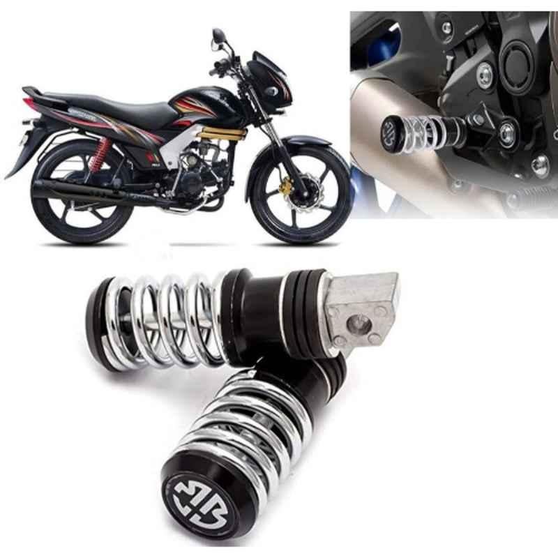 Auto Pearl 2 Pcs Steel Black Foot Rest Spring Coiled Set for Centuro