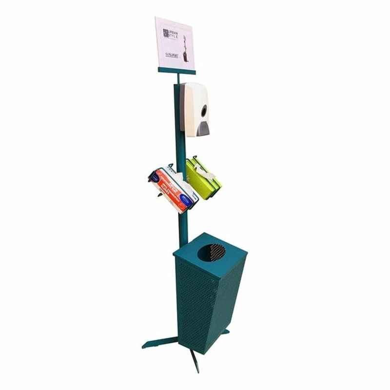 Urban Style Hand Sanitizing Station Stand With Manual Dispenser, Saniport Lite, 167x37.2cm, Aqua Blue