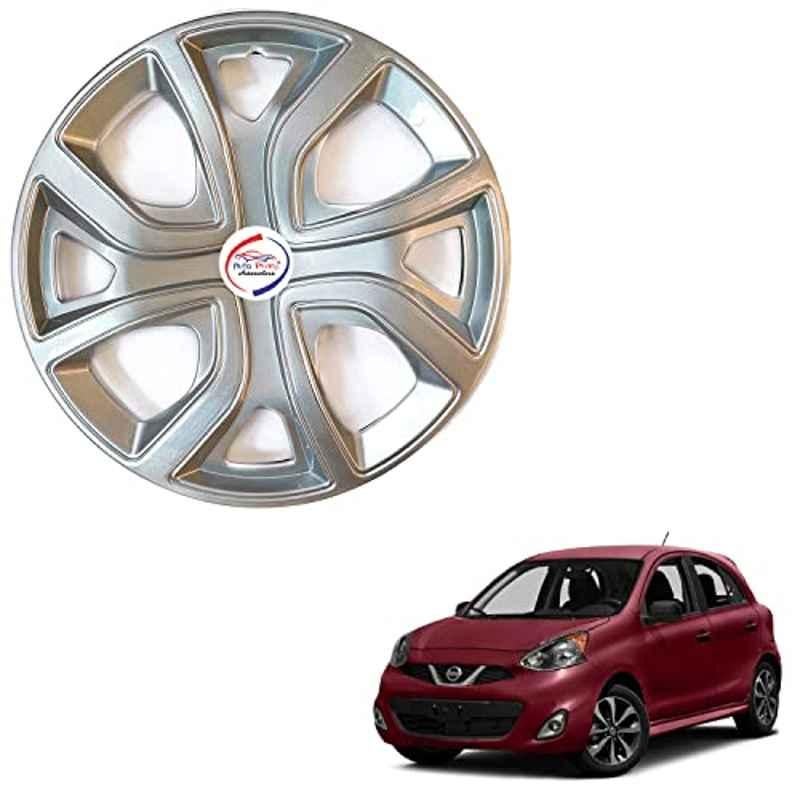 Auto Pearl 4 Pcs 14 inch ABS Press Type Hubcap Wheel Cover Set with Retention Ring for Nissan Micra 2015