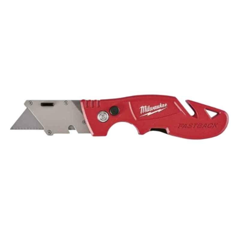 Milwaukee Fastback 6.75 inch Red Flip Utility Knife with Blade Storage, 4932471358