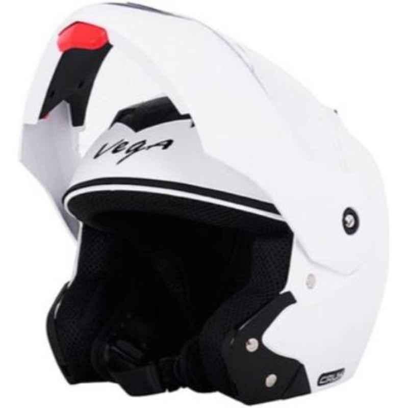 Vega Crux White Flip-Up Motorbike Helmet, Size (M, 570 mm)