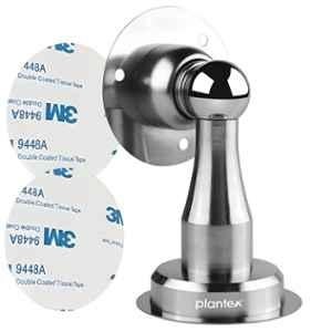 Plantex Stainless Steel Matte Drill Free Self Adhesive Magnet Door Stopper for Home, Office & Hotel