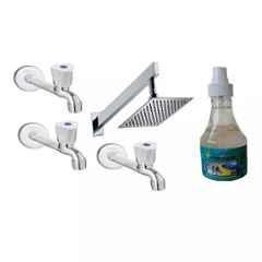 Fastgear 5 Pcs Triangle Stainless Steel Silver Chrome Finish Faucet Set with Shower, FG2213