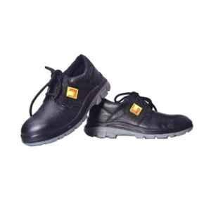 Leather Craft Jeep Leather Steel Toe Black Work Safety Shoes, Size: 6