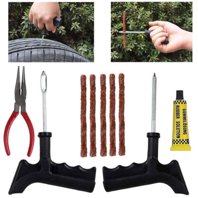 AllExtreme EXTTPK5 Complete Tubeless Tyre Puncture Repair Kit with Tire Puncher Emergency Brown Seal Strips