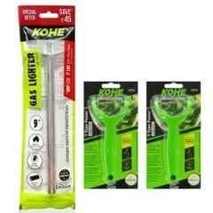 Kohe 2 Pcs 146mm Kitchen Peeler Set & 9 inch Stainless Steel Gas Lighter Combo, 1203.2-lr91p