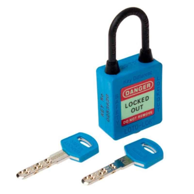 LOTO-LOK 20mm Stainless Steel & Nylon Blue Three Point Traceability Padlock with 2 Unique Keys Per Lock, 3PTPBKDN40