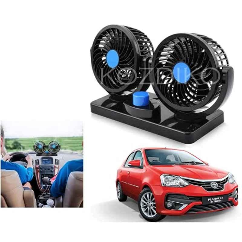 Kozdiko 12V Dual Head Rotatable Electric Car Dashboard Fan with 360 Degree for Toyota Etios Platinum
