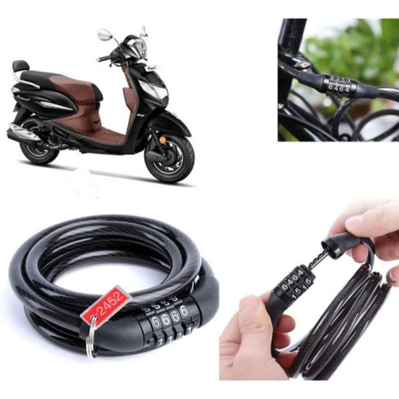 Auto Pearl PVC & Plastic Black 4 Digit Combination Cable Lock, 688