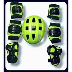 STYRKR Plastic & EVA Foam Green Protective Guard Cycling Set 7-in-1 Medium Size 11-15 Year Cycling Helmet Kit Cycling KitKIT-823
