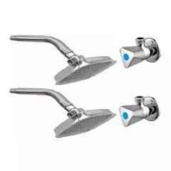 Fastgear 2 Pcs Triangle Stainless Steel Silver Chrome Finish Faucet Set with Shower, FG1053