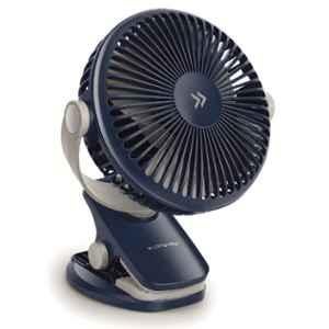 Longway Clipzy 10W 3300rpm 2000mAh Ocean Blue Portable Rechargeable Clip Fan with 360 deg Rotation, 3 Speed Control & 1 Year Warranty