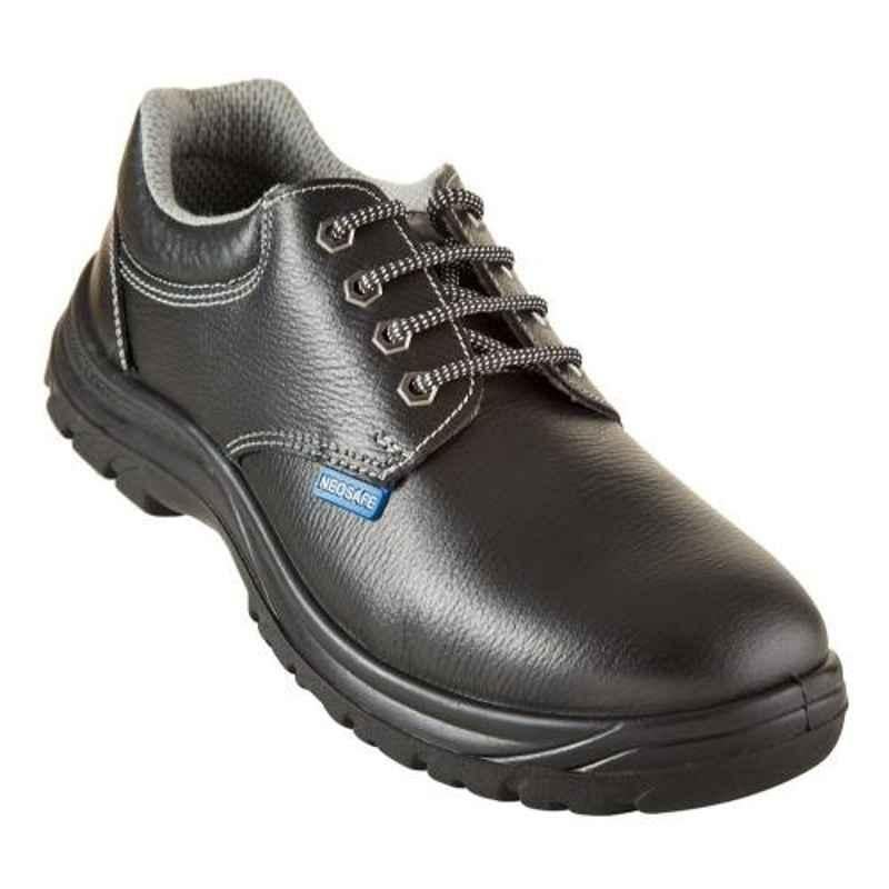 Neosafe Magnum Leather Steel Toe Black Work Safety Shoes, Size: 8