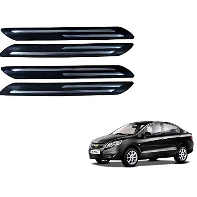 Kozdiko 4 Pcs PVC Black Double Chrome Finish Car Bumper Protector Set for Chevrolet Sail