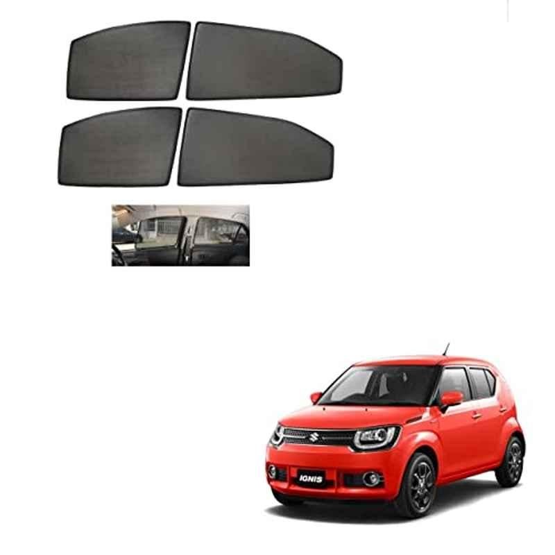 Kozdiko 4 Pcs Mesh Black Non-Magnetic Car Sun Shade Set for Maruti Suzuki Ignis