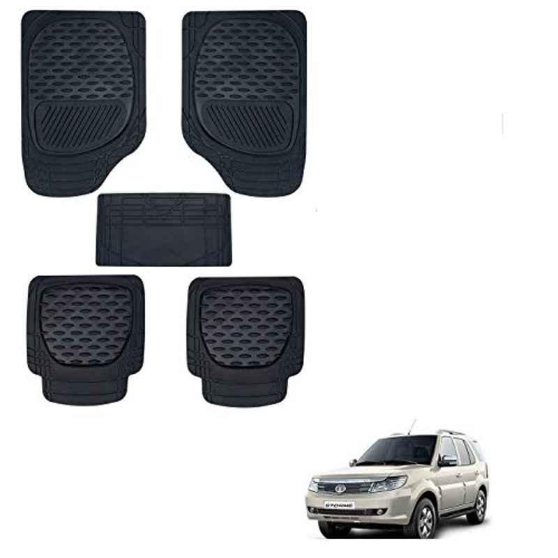 Kozdiko 6255 5 Pcs Rubber & PVC Black Heavy Car Foot Mat Set for Tata Safari Storme