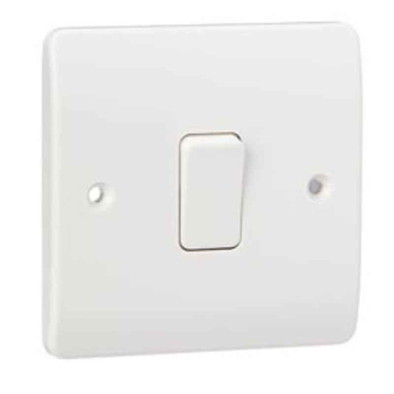 MK Logic Plus 10A 1 Gang Single Pole 2 Way Plateswitch, K4871 WHI