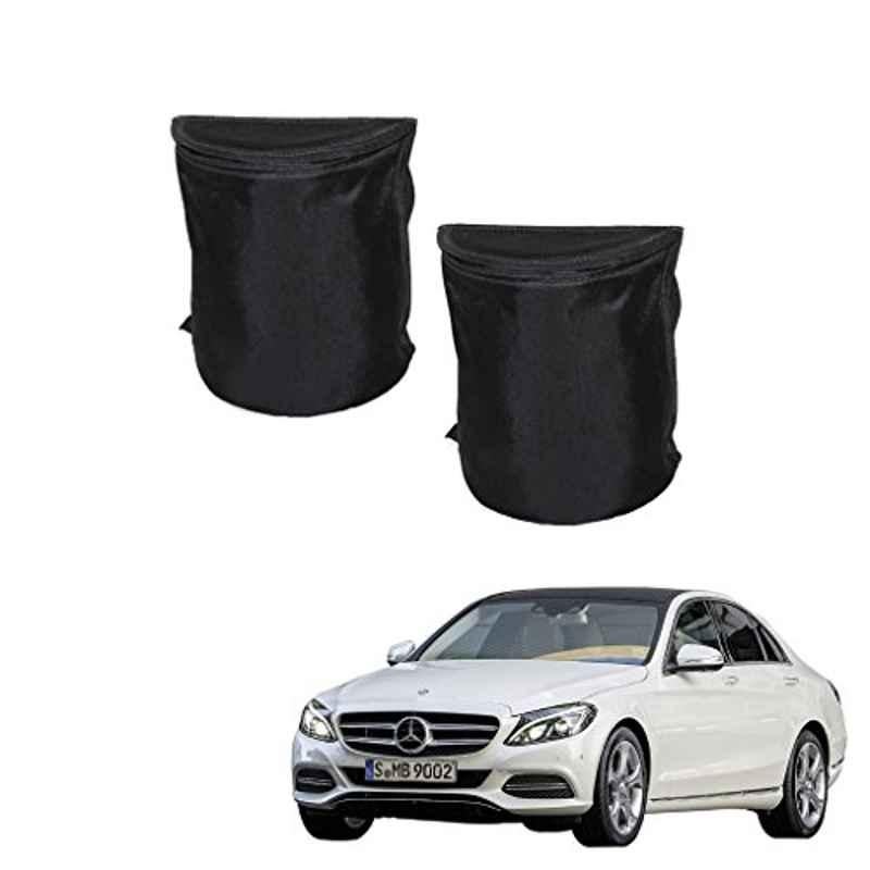 Kozdiko 2 Pcs Black Semi Cylindrical Car Dustbin Set for Mercedes Benz C-Class