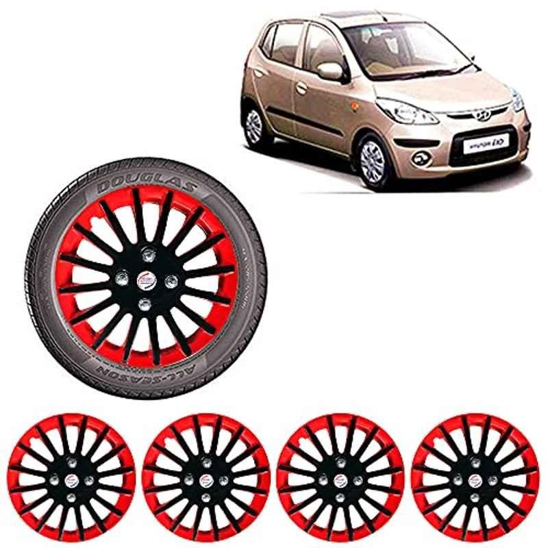 Auto Pearl 4 Pcs 13 inch ABS Red & Black Car Wheel Cover Set for Hyundai i10 Type1