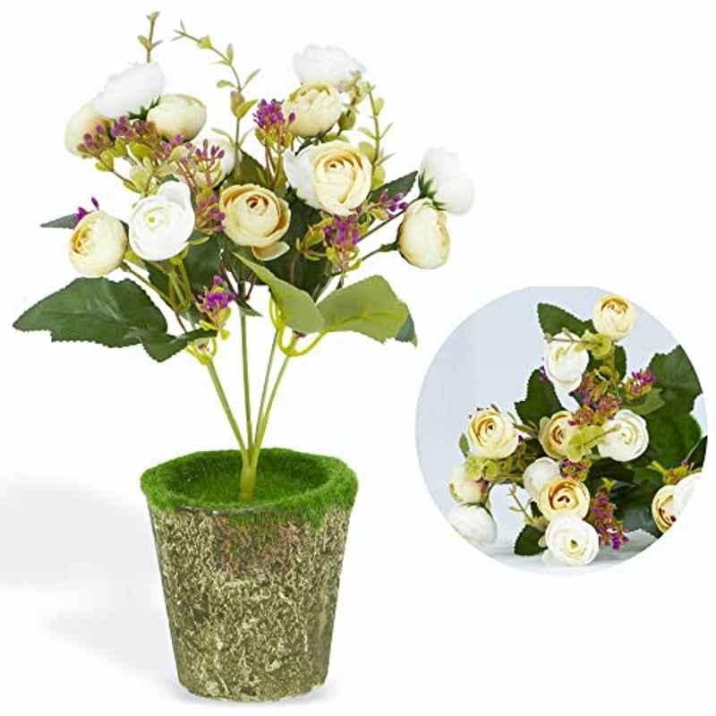 Rubik 30cm Polyethylene Cream Artificial Flowers Potted Plant, RBSPFP30