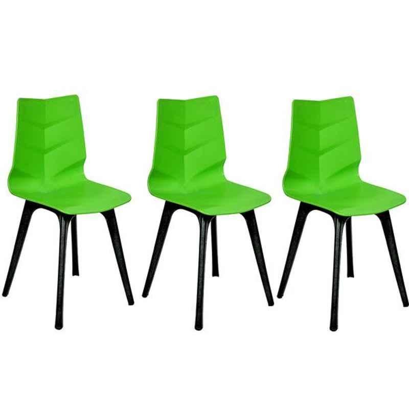 Regent Diamond Shell Plastic Black & Green Chair (Pack of 3)