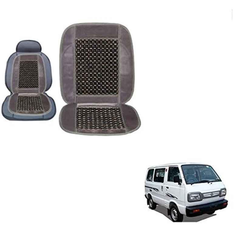 Kozdiko Wooden Bead Seat with Grey Velvet Border for Maruti Suzuki Omni