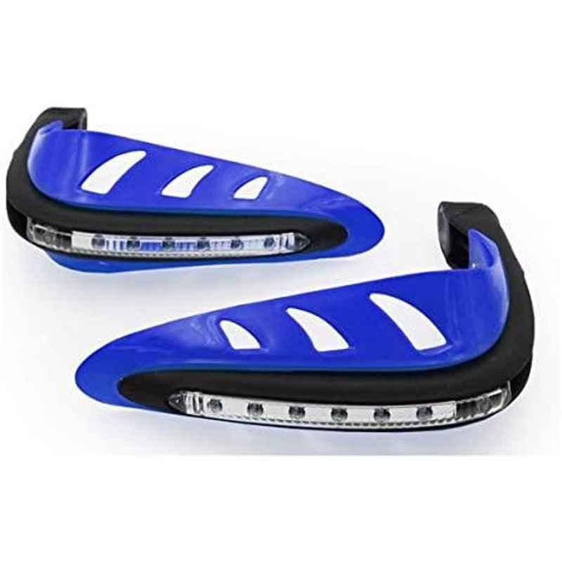 AOW Motorcycle Handguards with Led Light for 7/8 inch Grips - 300 * 140 * 110mm (Blue) for TVS Star City Plus