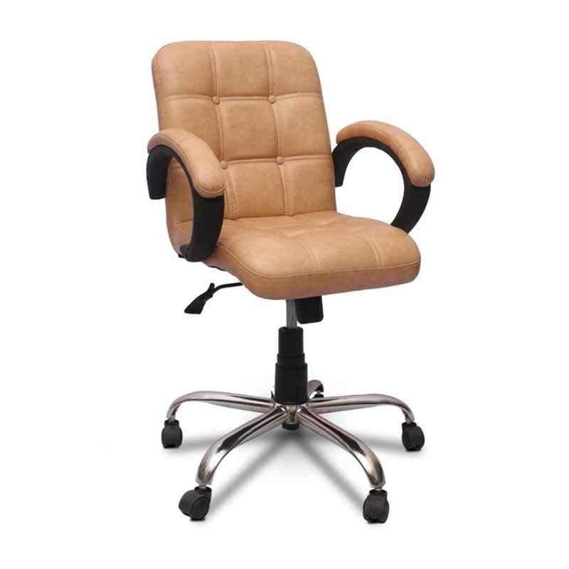 Caddy PU Leatherette Light Brown Adjustable Office Chair with Back Support, DM 81