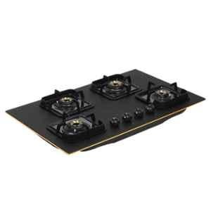 Padmini 4 Burner Stainless Steel Black Automatic Ignition Glass Top Gas Stove, Gas Hob ONYX-407 MATTE
