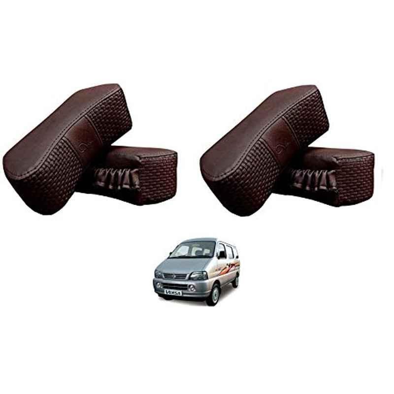 Kozdiko 4 Pcs CV Designer Cola Leatherite Neck Rest Car Cushion Pillow Set for Maruti Suzuki Versa