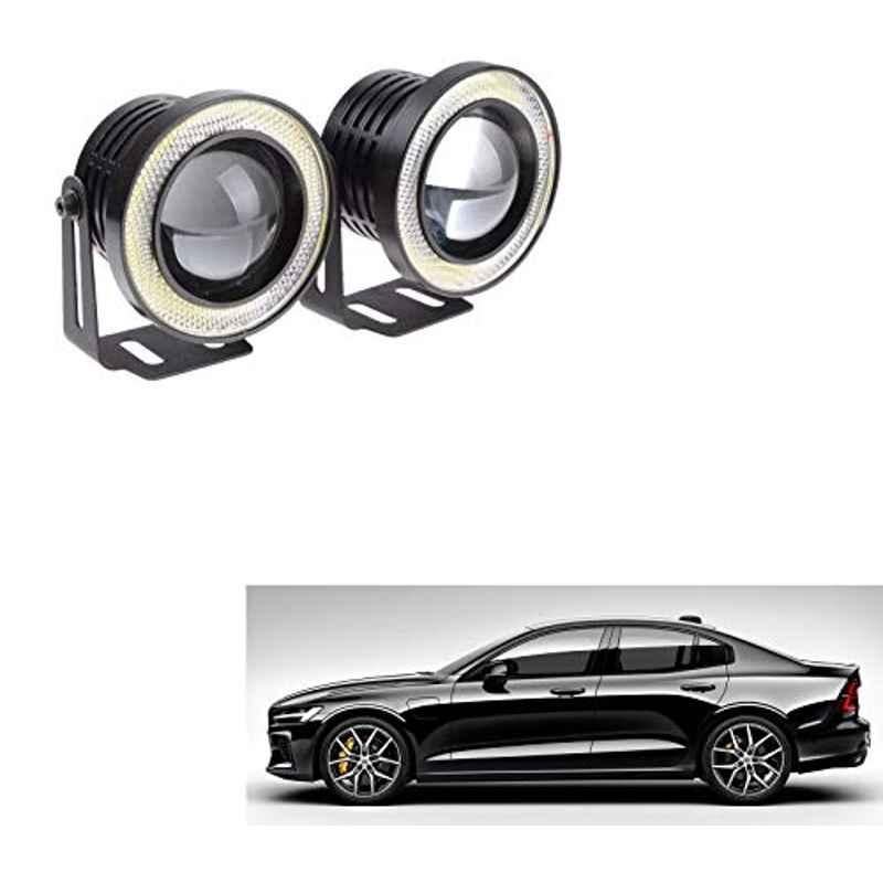 Kozdiko 2 Pcs 15W 3.5 inch High Power White LED Projector COB Fog Light Set with White Angel Eye Ring for Volvo S60, koz_89232