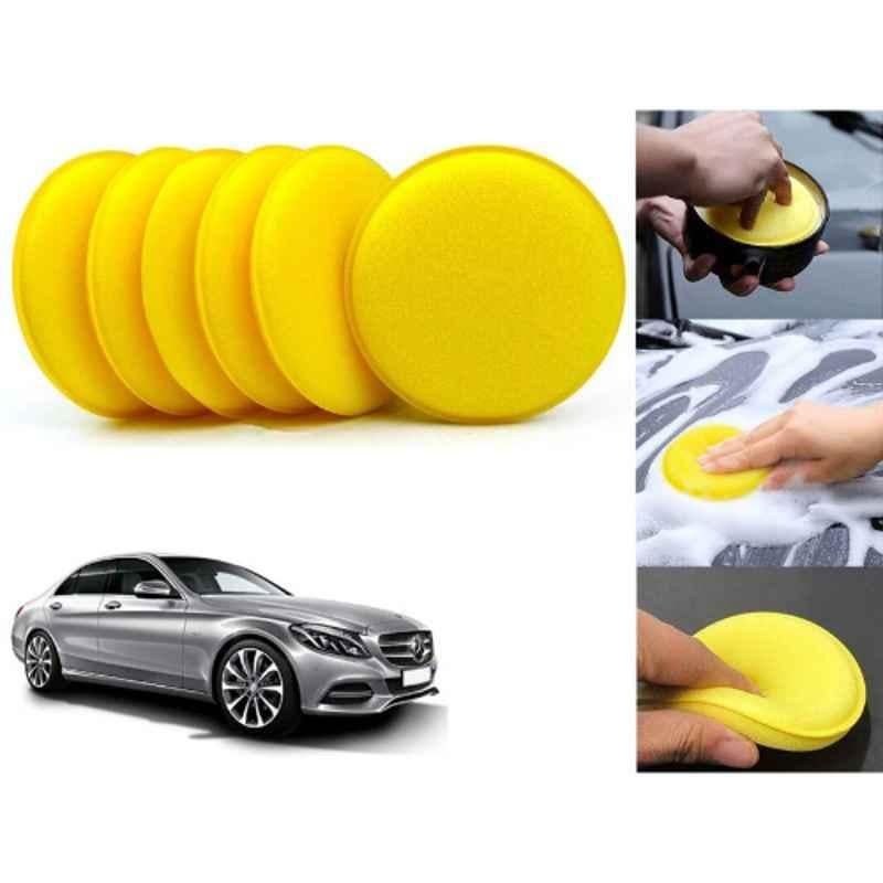 Auto Pearl Polyurethane Beige Washing & Waxing Polish Foam Sponge for C200 (Pack of 6)
