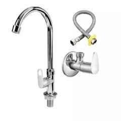 Fastgear 3 Pcs Stainless Steel Silver Chrome Finish Bathroom Faucet Set, FG1228