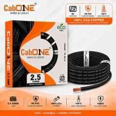 CabONE Lite 2.5 Sqmm Black Single Core FR PVC Insulated CCA Copper Electrical Wire, Length: 45 m
