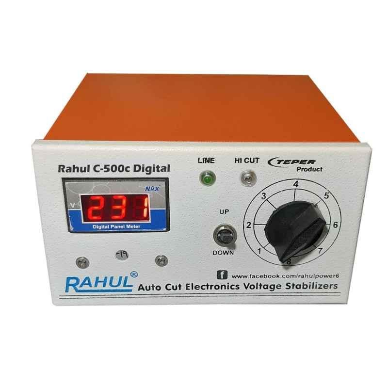 Rahul C-500-C Digital 600VA 2A 90-260V Autocut Copper Voltage Stabilizer for Air Cooler