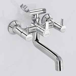Plantex Telephonic Brass Wall Mixer for Bathroom/Tap Mixer/Wall Mixer for Bathroom 2-in-1 with 7-Year Warranty (ICO-917-Chrome)