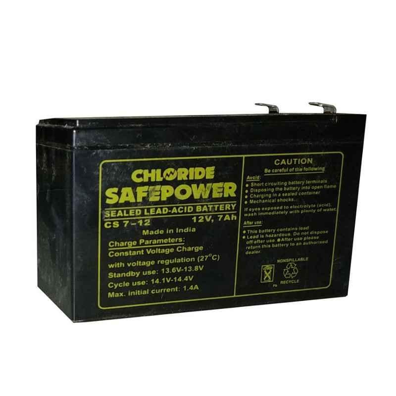 Exide 7Ah 12V Chloride Safepower Dry Battery, CS7-12