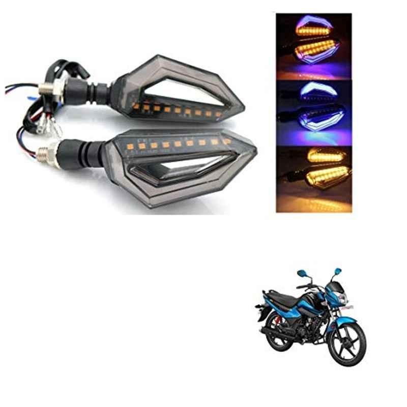 Kozdiko 4 Pcs Bike D Shaped 9 LED Front & Rear Side Turn Signal Indicator Light Set for Hero i smart 110