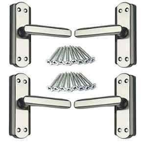 Ojass 4 Pcs 5 inch Alloy Steel Black Silver Mortise Door Handle Set, S05BBS