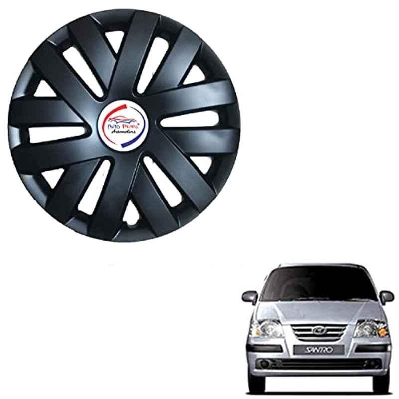 Auto Pearl 4 Pcs 13 inch ABS Polo Black PBY 13 Hubcap Wheel Cover Set with Retention Ring for Hyundai Santro