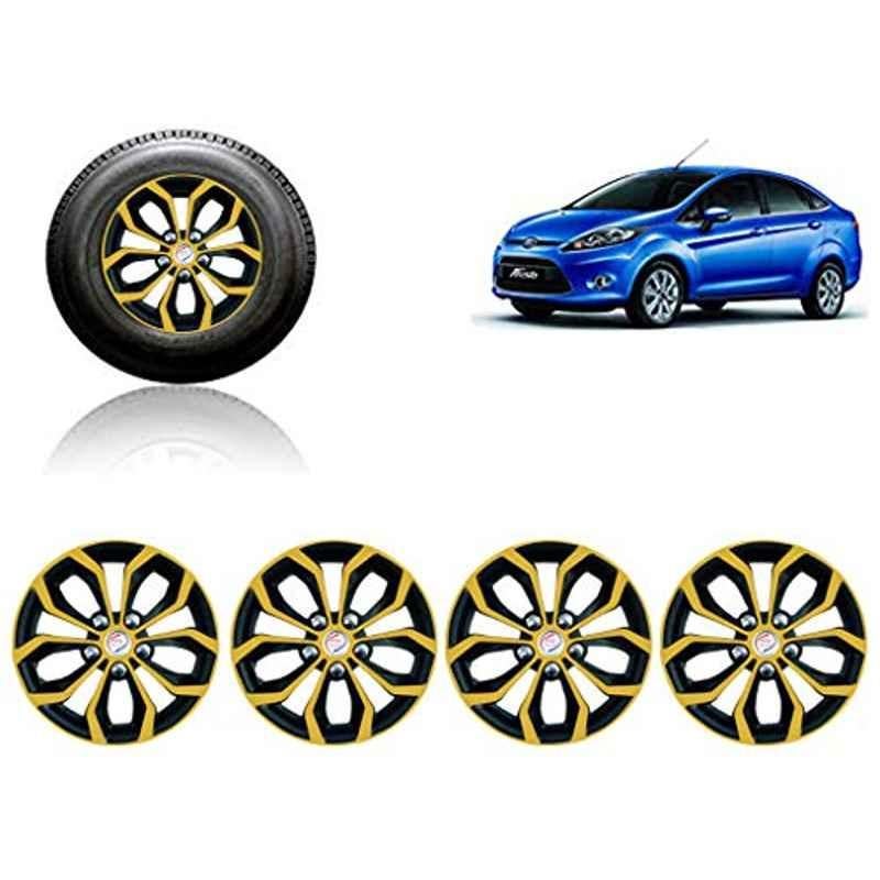 Auto Pearl 4 Pcs 14 inch ABS Golden & Black Car Wheel Cover Set for Ford Fiesta