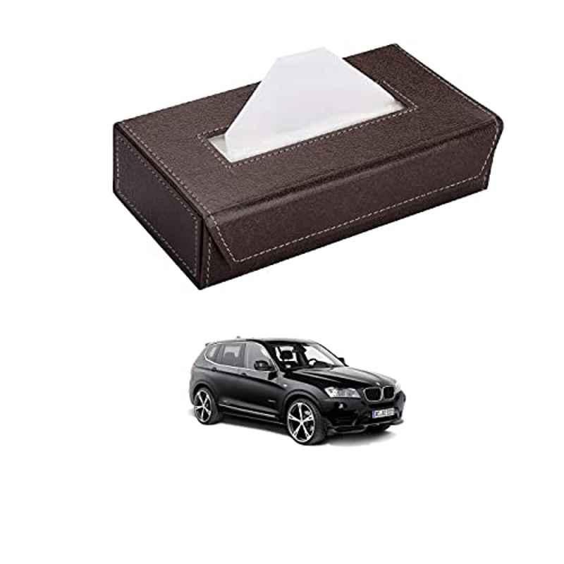 Kozdiko 100 Pulls PU Leather Brown Car Tissue Paper Box with 200 Sheets for BMW X3