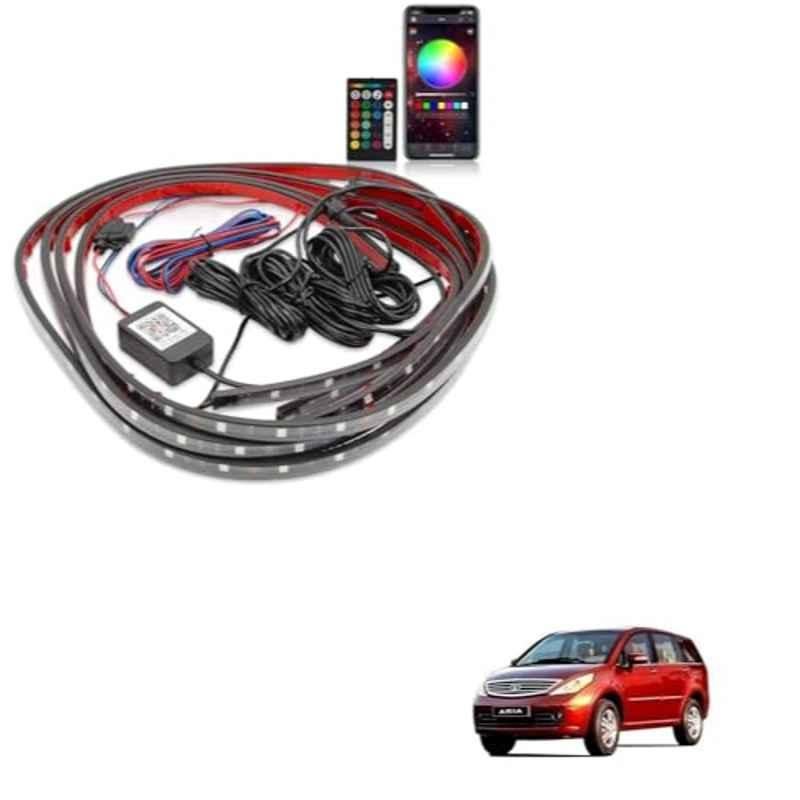 Kozdiko 12V Car Underbody Multicolor LED Strip Light Set with Wireless Remote for Tata Aria