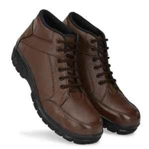 All Safe Genuine Leather Steel Toe Sports Look Brown Safety Shoes, Boot 8000, Size: 7