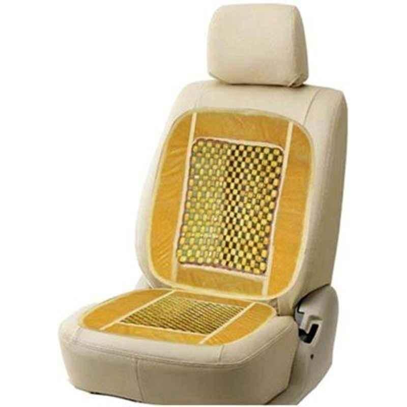 Kozdiko Wooden Bead Seat with Beige Velvet Border for Skoda Yeti