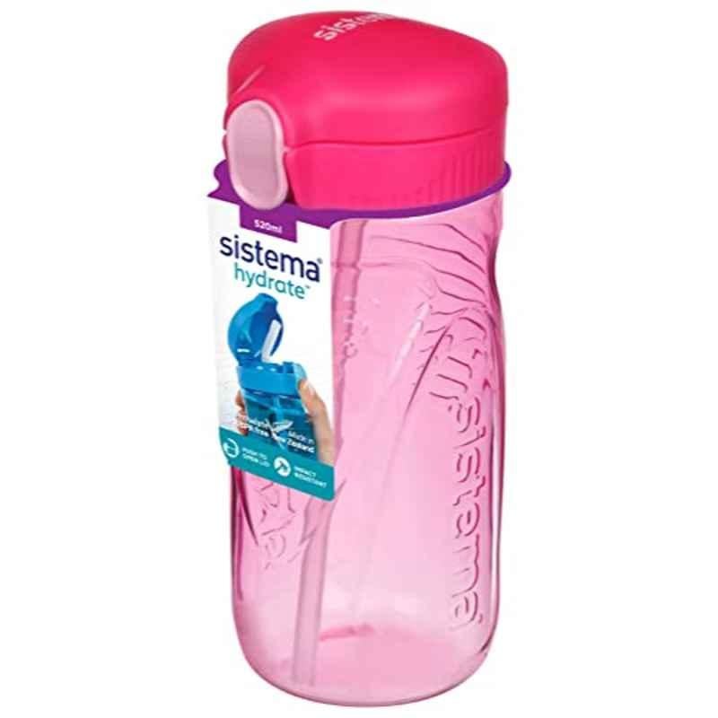 Sistema 520ml Plastic Pink Tritan Quick Flip Bottle, 6200