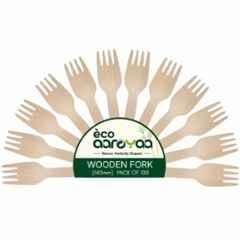 Eco Aaroyaa 140 mm Wooden Disposable fork (Pack of 100)