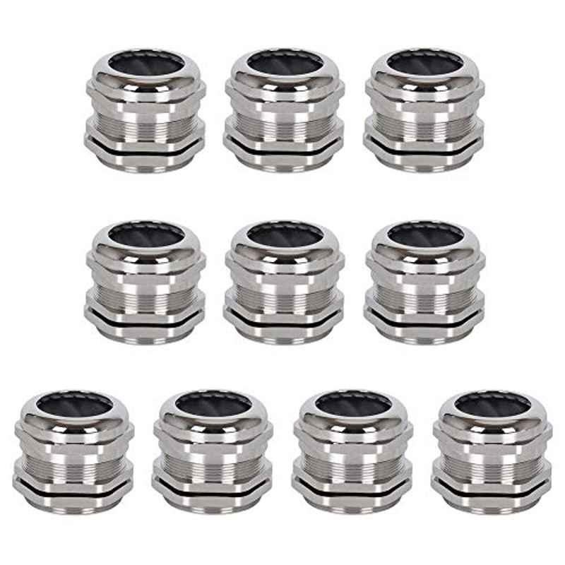M20x1.5 Metal Waterproof Cable Gland Joints Adjustable Lock Nut Connector (Pack of 10)
