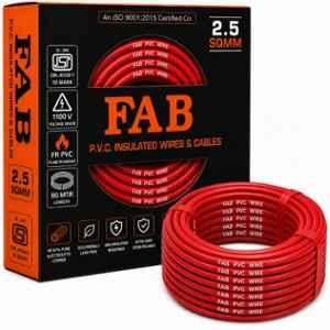 FAB 2.5 Sqmm Single Core Red FR PVC CCS Copper Insulated House Wire, Length: 91 m